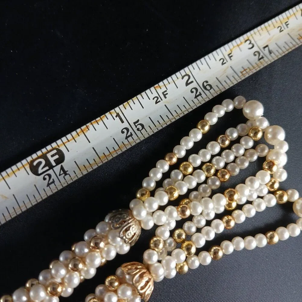 Vintage 52" Beaded Goldtone Necklace /Belt - Picture 4 of 4